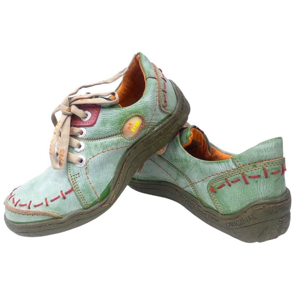 TMA EYES Women's Leather Comfort Sneakers Walking Shoes Women's 8.5 Green